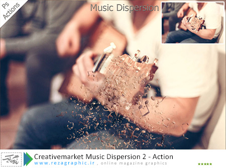 اکشن افکت انتشار نت های موسیقی فتوشاپ - Creativemarket Music Displacemen2 Action | رضاگرافیک 
